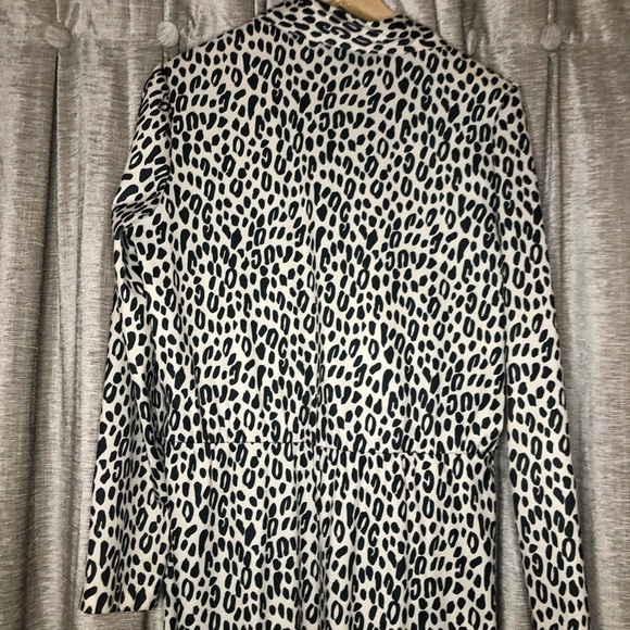 Vintage Blair Cream Leopard Print Cinched Waist Tie Neck Dress Size 12 - Picture 11 of 15